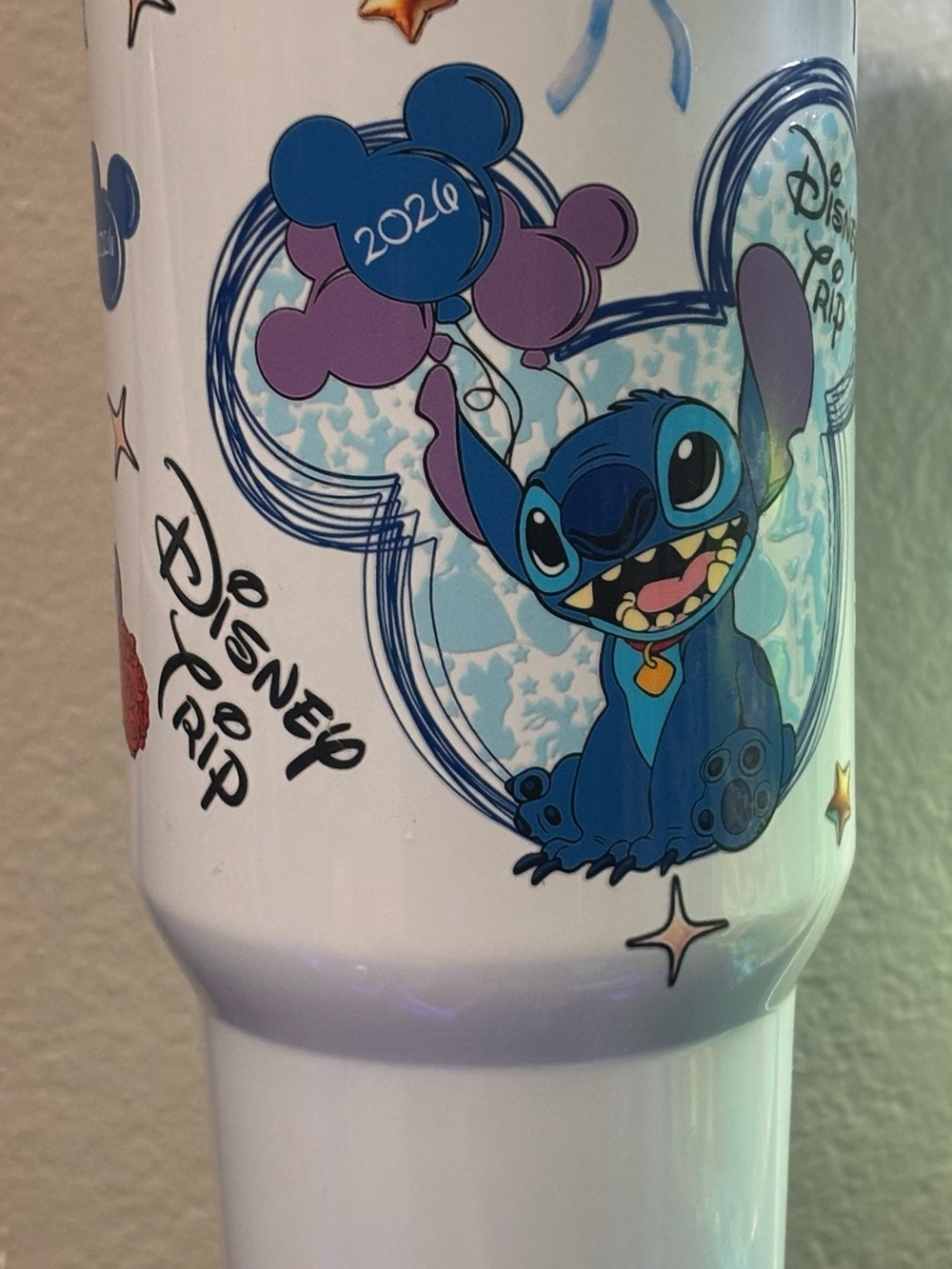 Disney Stitch 2026 White Travel Tumbler with Blue & Purple Accents